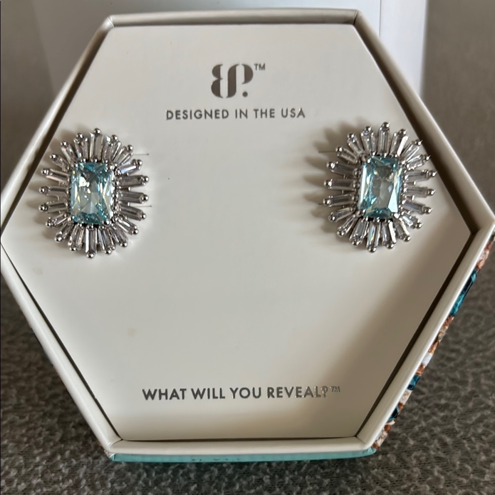 Elegant Silver aquamarine and cubic zirconia earrings